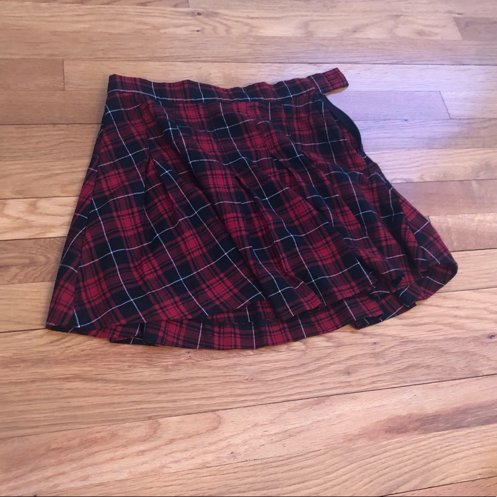 Red flannel mini skirt